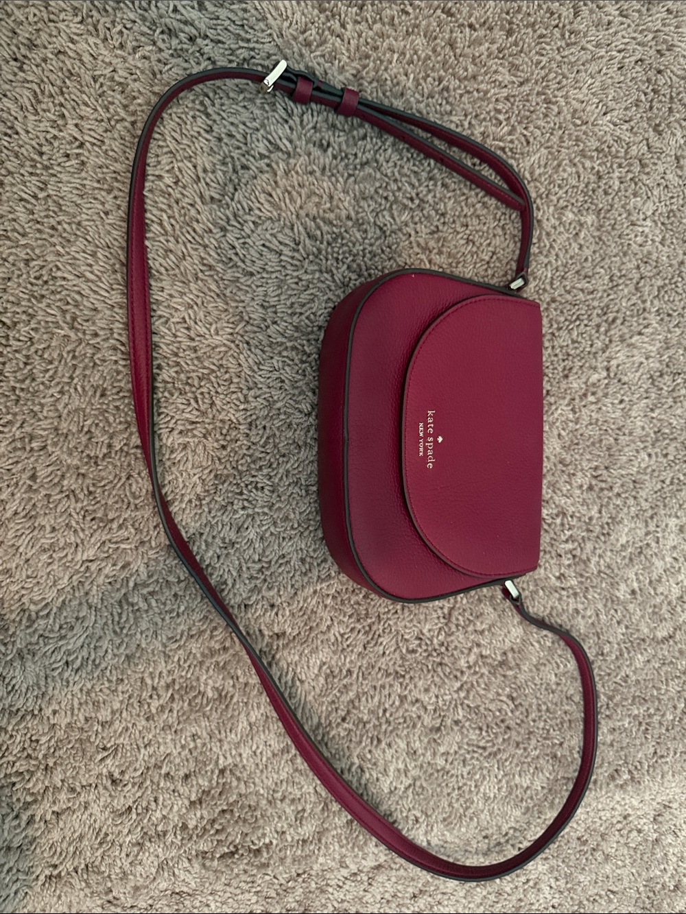 kate spade Pebbled Leather Crossbody in Berry